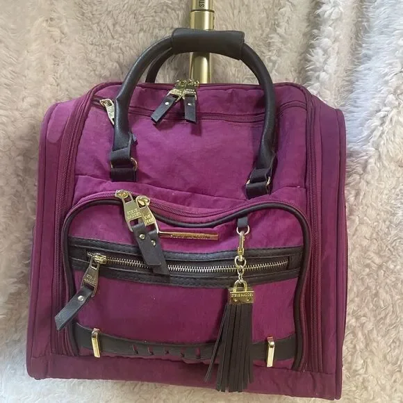 Steve Madden Designer Carry-on Suitcase weekender Nylon peek-a-boo purple. - Picture 1 of 10